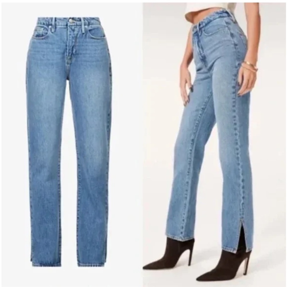 Good American Blue Straight Leg Jeans